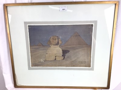 Lot 193 - Watercolour of the Pyramids & Sphinx by H.K Johnston 1924, together with a watercolour of the Nile at Luxor by the same hand (2)