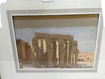 Lot 191 - Watercolour of Cairo by H.K Johnston 1924, together with two watercolours of Temples in Egypt by the same hand (3)