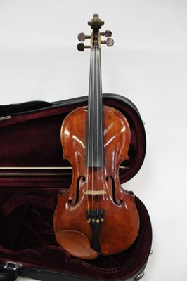 Lot 2367 - Violin with bow, cased