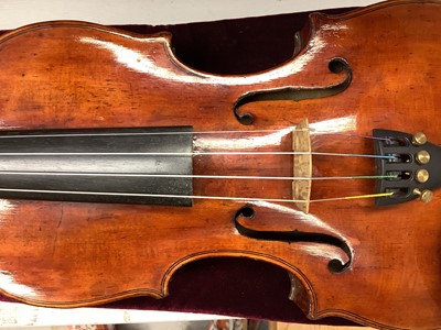 Lot 2367 - Violin with bow, cased