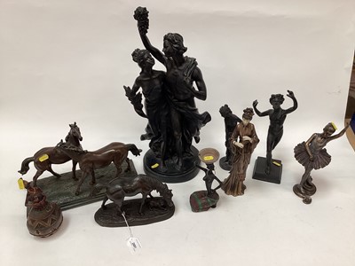 Lot 2691 - Group of spelter and bronzed resin figures