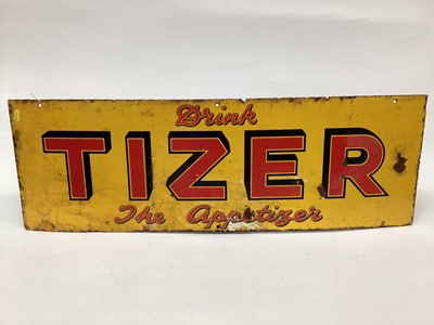 Lot 2627 - Vintage Tizer enamel sign - 'Drink Tizer The Appetizer', 91.5 x 30.5cm