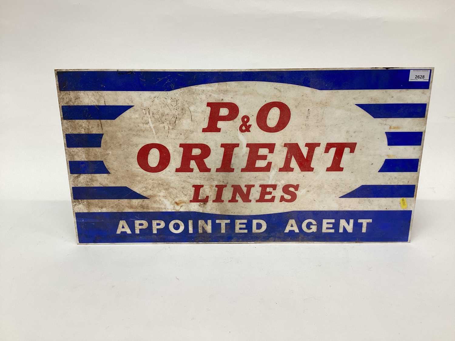 Lot 2628 - Vintage 'P&O Orient Lines Appointed Agent' sign, 73 x 37.5cm