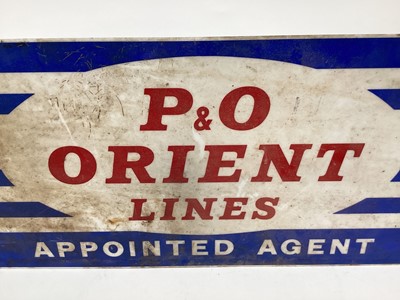 Lot 2628 - Vintage 'P&O Orient Lines Appointed Agent' sign, 73 x 37.5cm