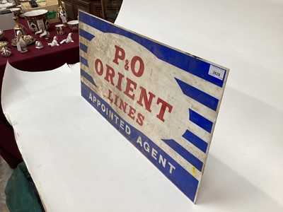 Lot 2628 - Vintage 'P&O Orient Lines Appointed Agent' sign, 73 x 37.5cm