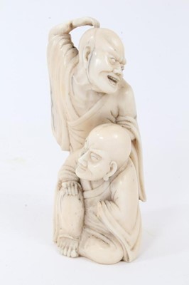 Lot 823 - 18th century Chinese carved ivory figure of Luohan