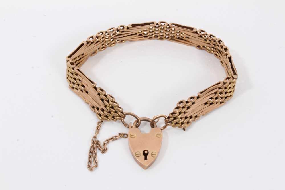 Lot 186 - 9ct rose gold gate bracelet with padlock clasp