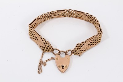 Lot 186 - 9ct rose gold gate bracelet with padlock clasp
