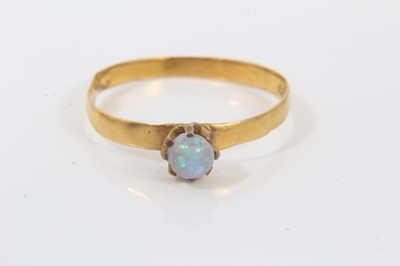 Lot 187 - Antique 18ct gold synthetic ruby and white stone ring together with opal ring