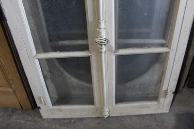 Lot 7 - Set of three antique white painted eight pane arched doors, each with locking bar, 204 x 104cm