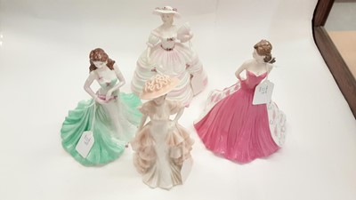 Lot 1271 - Eight Coalport Ladies of Fashion figures - Elizabeth, My Sweetheart, Southern Belle, Jayne, Marilyn, Vicky, Louise and Cafe Royal, all boxed