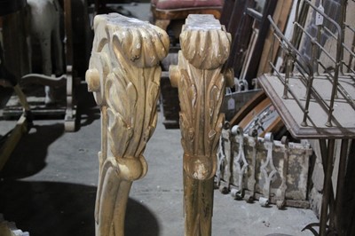 Lot 14 - Impressive pair of 19th century carved giltwood monopedia supports, 73cm high