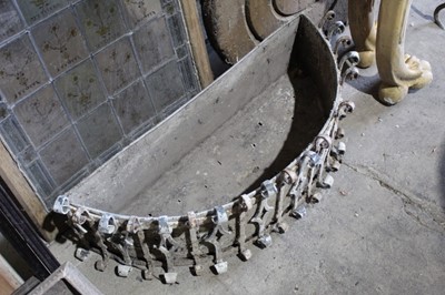 Lot 15 - Wrought metal hemispherical planter, with liner and scrolling ornament, 93cm wide