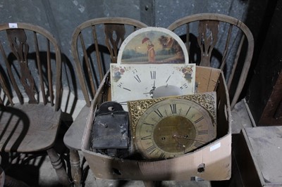 Lot 32 - Two 19th century eight day longcase clocks with movements, cases, weights and one pendulum - in need of restoration