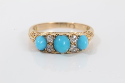 Lot 310 - Victorian 18ct gold turquoise and diamond ring