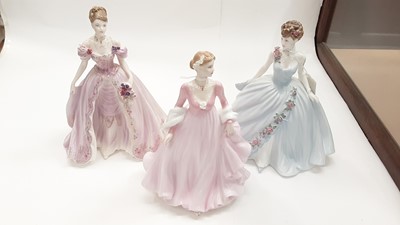 Lot 1276 - Nine Coalport figures including some limited edition - Dearest Rose, True Love, Shall We Dance, Dearest Rose, The Fairytale Begins, Lady Rose, Perfect Moment and The Dream Unfolds, all unboxed