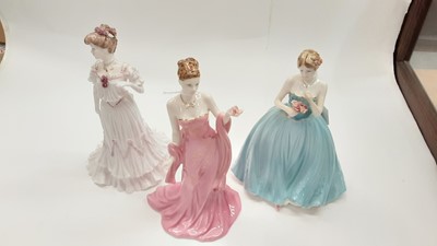 Lot 1276 - Nine Coalport figures including some limited edition - Dearest Rose, True Love, Shall We Dance, Dearest Rose, The Fairytale Begins, Lady Rose, Perfect Moment and The Dream Unfolds, all unboxed