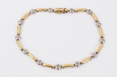 Lot 313 - 18ct white and yellow gold diamond bracelet, approximately 0.42cts