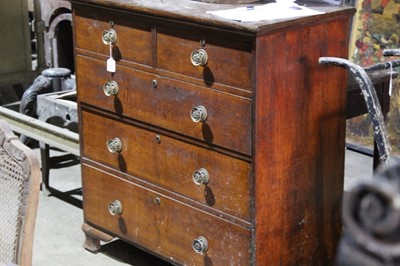 Lot 39 - Regency oak chest of two short and three long graduated drawers on bracket feet 96 cm wide, 101 cm high, 46 cm deep