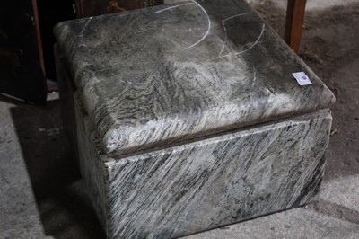 Lot 69 - Substantial carved marble plinth, of square cushion form, 40cm wide x 26cm high