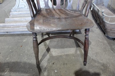 Lot 67 - Early 19th century yew and elm Windsor chair, with roundel moulded back and saddle seat, crinoline stretcher