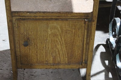 Lot 48 - Unusual grained toleware potcupboard with scaglolia marble top on splayed legs 37 cm