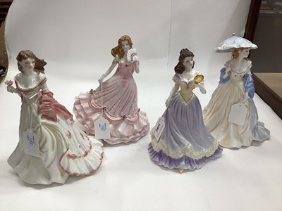 Lot 1280 - Nine Royal Worcester figures - Charlotte, Reflection, May Ball, Glyndebourne, Royal Premiere, Jessica, Grace, Claire and Diana