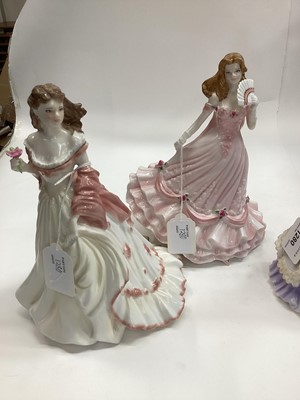 Lot 1280 - Nine Royal Worcester figures - Charlotte, Reflection, May Ball, Glyndebourne, Royal Premiere, Jessica, Grace, Claire and Diana