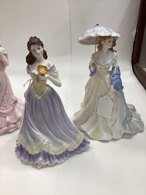Lot 1280 - Nine Royal Worcester figures - Charlotte, Reflection, May Ball, Glyndebourne, Royal Premiere, Jessica, Grace, Claire and Diana
