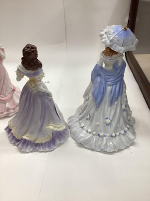 Lot 1280 - Nine Royal Worcester figures - Charlotte, Reflection, May Ball, Glyndebourne, Royal Premiere, Jessica, Grace, Claire and Diana