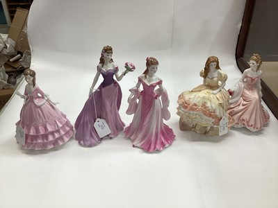 Lot 1280 - Nine Royal Worcester figures - Charlotte, Reflection, May Ball, Glyndebourne, Royal Premiere, Jessica, Grace, Claire and Diana