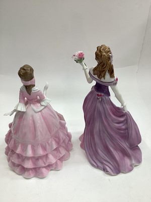 Lot 1280 - Nine Royal Worcester figures - Charlotte, Reflection, May Ball, Glyndebourne, Royal Premiere, Jessica, Grace, Claire and Diana
