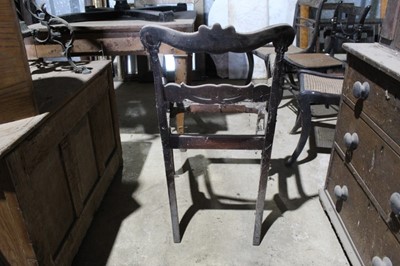 Lot 90 - Set of six William IV mahogany sabre leg dining chairs (for renovation) to include one scroll arm carver