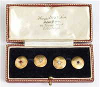 Lot 682 - Pair late Victorian gold and gem set cufflinks,...