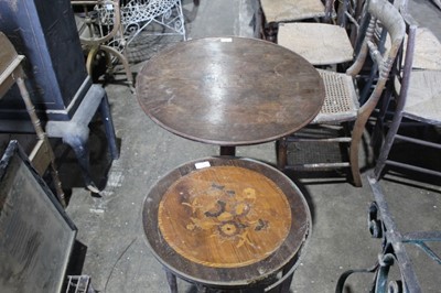 Lot 79 - Georgian mahogany circular wine table on tripod base and French-style marquetry inlaid two tier occasion table (2)