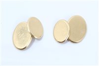 Lot 684 - Pair gold (18ct) cufflinks, each with a plain...