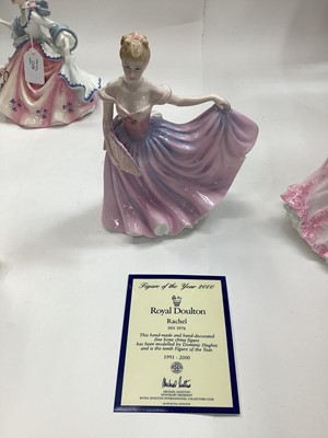 Lot 1286 - Seven Royal Doulton figures - Rachel HN3976, Rose HN3709, Alexandra HN3292, Rebecca HN2805, Patricia HN3365, Hope HN4097 and Camellias HN3701