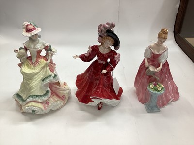 Lot 1286 - Seven Royal Doulton figures - Rachel HN3976, Rose HN3709, Alexandra HN3292, Rebecca HN2805, Patricia HN3365, Hope HN4097 and Camellias HN3701