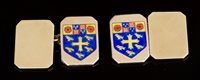 Lot 685 - Pair gold (9ct) and enamel cufflinks, the...