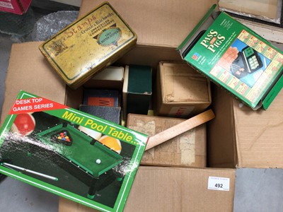 Lot 492 - Sundry items, including card games, vintage darts, crystal microphone, etc