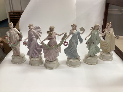 Lot 1290 - Set of six Wedgwood limited edition The Dancing Hours Floral Collection figures together with another Wedgwood figure - Enchanted Evening (7)