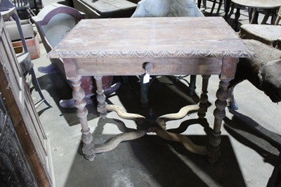 Lot 115 - 19th century Continental beech single drawer side table, 90cm wide x 60cm deep x 75cm high