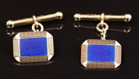 Lot 688 - Pair Art Deco gold (9ct) and enamel cufflinks,...