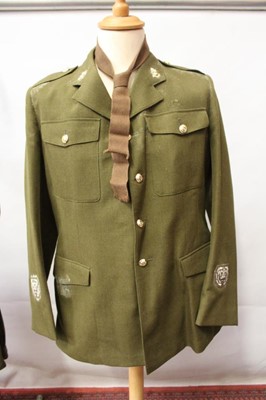 Lot 782 - 1960's British Military Royal Army Service Corps Captain's service dress jacket and trousers, with rank insignia and badges, together with two 1980 pattern British Military No.2 pattern dress jacke...