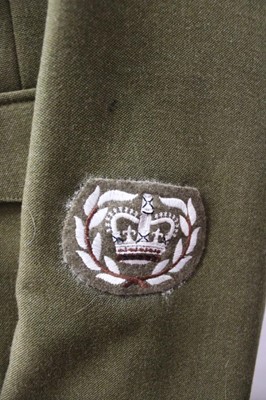 Lot 782 - 1960's British Military Royal Army Service Corps Captain's service dress jacket and trousers, with rank insignia and badges, together with two 1980 pattern British Military No.2 pattern dress jacke...