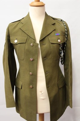 Lot 782 - 1960's British Military Royal Army Service Corps Captain's service dress jacket and trousers, with rank insignia and badges, together with two 1980 pattern British Military No.2 pattern dress jacke...
