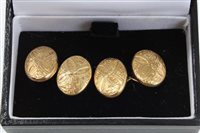 Lot 691 - Pair Victorian gold cufflinks with oval panels...