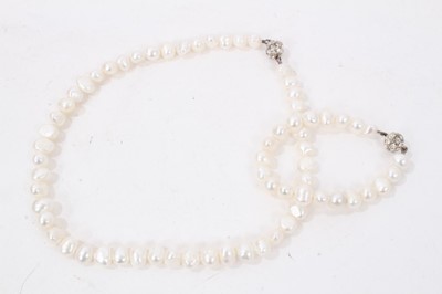Lot 234 - Group of fresh water pearl necklaces, various colours, and one bracelet