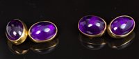 Lot 692 - Pair late Victorian amethyst cufflinks, each...