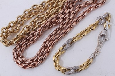 Lot 238 - Silver gilt belcher link bracelet and two similar silver gilt necklaces (3)
